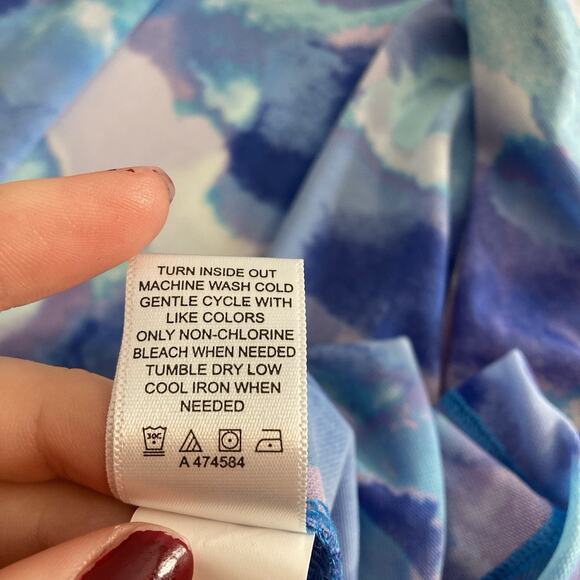 Logo Lori Goldstein Women's Blue Watercolor Mesh Cardigan Size 2X Coastal Casual - Picture 6 of 11